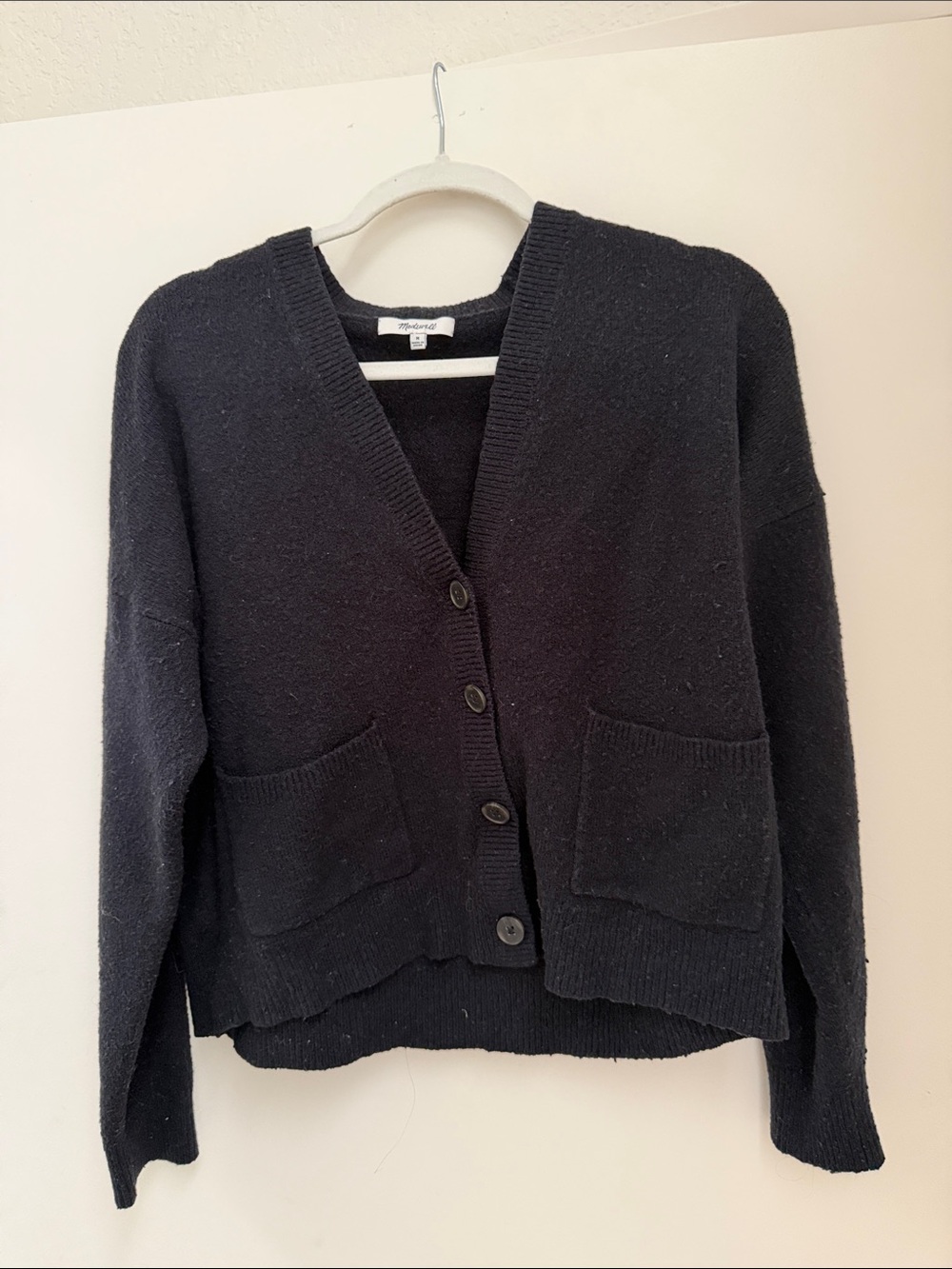 Madewell Black V-Neck Button Front Cardigan